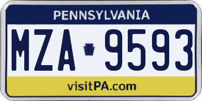 PA license plate MZA9593