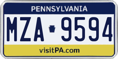 PA license plate MZA9594