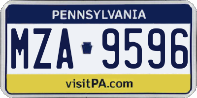 PA license plate MZA9596