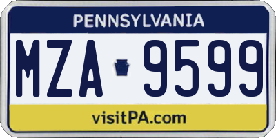 PA license plate MZA9599