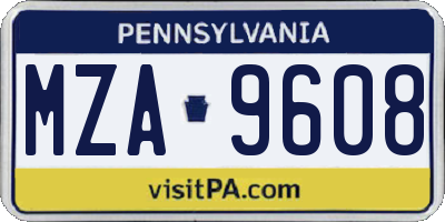 PA license plate MZA9608
