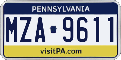 PA license plate MZA9611