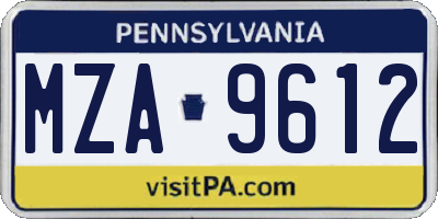 PA license plate MZA9612