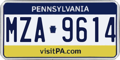 PA license plate MZA9614
