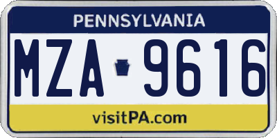 PA license plate MZA9616