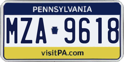 PA license plate MZA9618