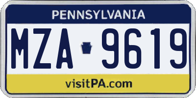 PA license plate MZA9619