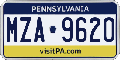 PA license plate MZA9620