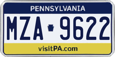 PA license plate MZA9622