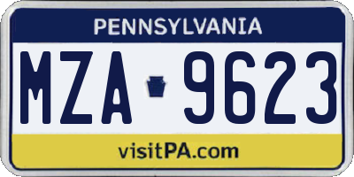 PA license plate MZA9623