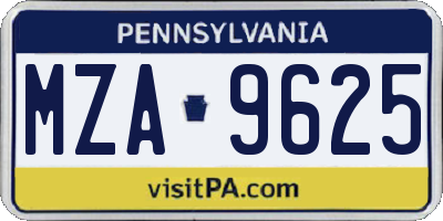 PA license plate MZA9625