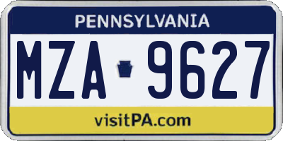 PA license plate MZA9627