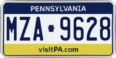 PA license plate MZA9628