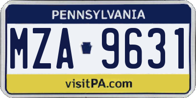 PA license plate MZA9631