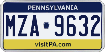 PA license plate MZA9632