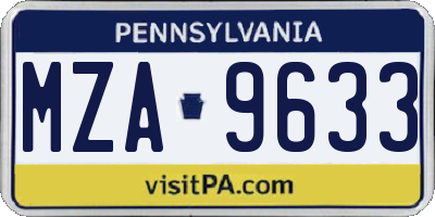 PA license plate MZA9633