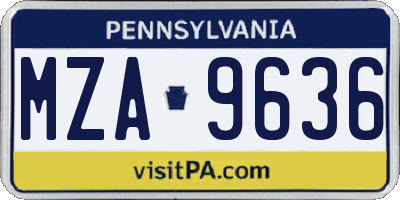 PA license plate MZA9636