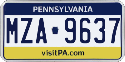 PA license plate MZA9637