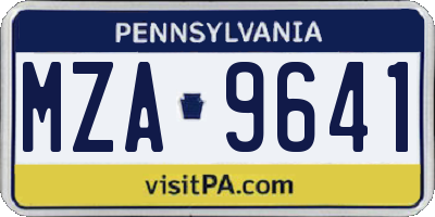 PA license plate MZA9641