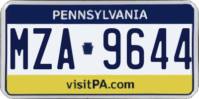 PA license plate MZA9644