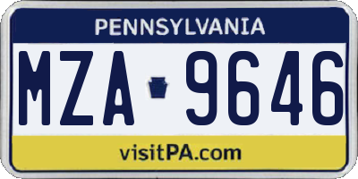 PA license plate MZA9646