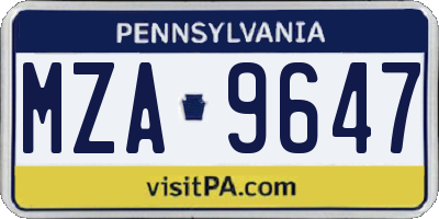 PA license plate MZA9647