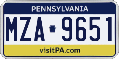 PA license plate MZA9651