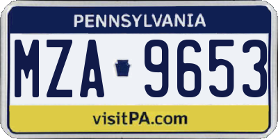 PA license plate MZA9653