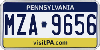 PA license plate MZA9656