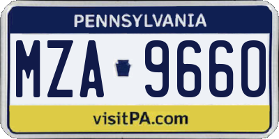 PA license plate MZA9660