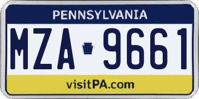 PA license plate MZA9661