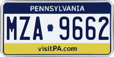PA license plate MZA9662