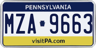 PA license plate MZA9663