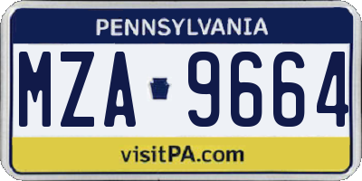 PA license plate MZA9664