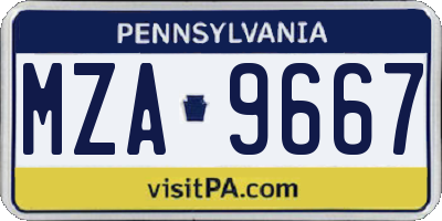 PA license plate MZA9667