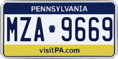 PA license plate MZA9669