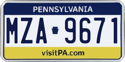 PA license plate MZA9671