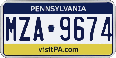 PA license plate MZA9674