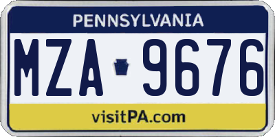 PA license plate MZA9676
