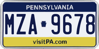 PA license plate MZA9678