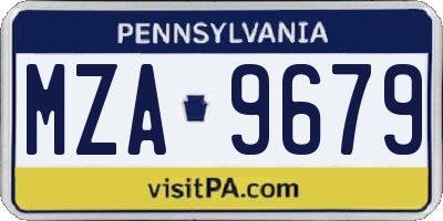 PA license plate MZA9679