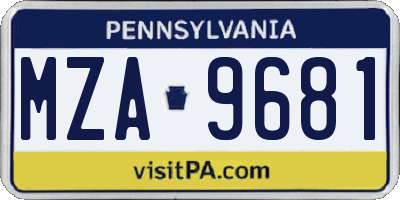 PA license plate MZA9681