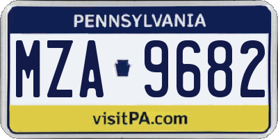 PA license plate MZA9682