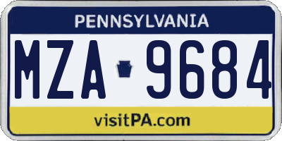 PA license plate MZA9684