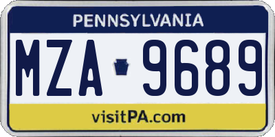 PA license plate MZA9689