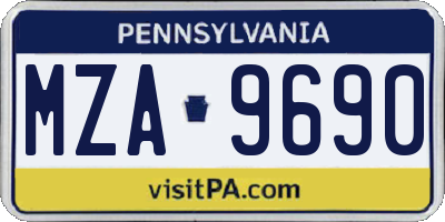 PA license plate MZA9690