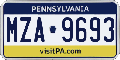 PA license plate MZA9693