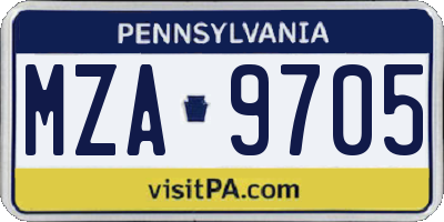 PA license plate MZA9705