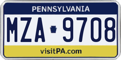 PA license plate MZA9708