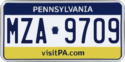 PA license plate MZA9709